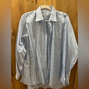 Men's Light Blue Checkered Shirt long sleeve dress shirt